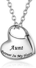 Necklace for Ashes Urn Jewelry, Forever in My Heart Carved Stainless Steel Keepsake Waterproof Memorial Pendant