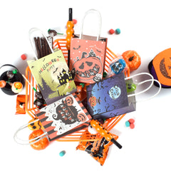 Halloween Treat Bags Party Decoration - 40 Pcs Kids Halloween Candy Bags for Trick or Treating, Halloween Tote Bags with Handles, Paper Gift Bags for Treats Snacks, Halloween Goodie Bags Party Supplies