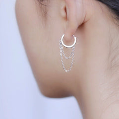 Tassel Chain Drop Dangle Small Hoop Earrings