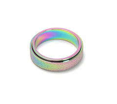 Spinner Ring for Anxiety Relief - Sand Blast Glitter Finish Rose Gold Silver Rainbow Color Fidget Hand Ring