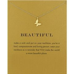 Butterfly Necklace Good Luck Pendant Chain Necklace with Message Card