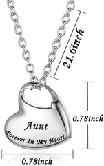 Necklace for Ashes Urn Jewelry, Forever in My Heart Carved Stainless Steel Keepsake Waterproof Memorial Pendant