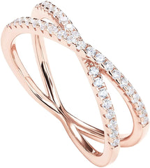 X Ring Simulated Diamond CZ Criss Cross Ring for Women Hand Ring