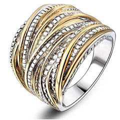 Tone Intertwined Crossover Statement Ring Fashion Chunky Band Hand Rings for Women Men