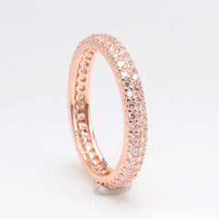 Ring Cubic Zirconia Ring Double Row Eternity Hand Ring for Women