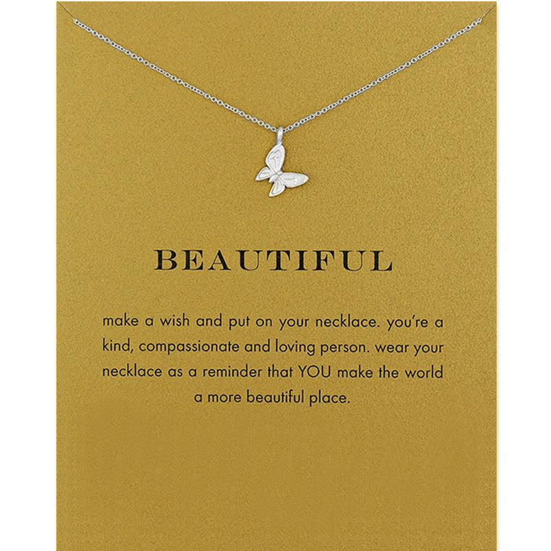 Butterfly Necklace Good Luck Pendant Chain Necklace with Message Card