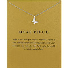 Butterfly Necklace Good Luck Pendant Chain Necklace with Message Card