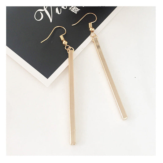 Punk Simple Style Gold/Silver Plated Long Square Geometric Stick Drop Dangle Earring