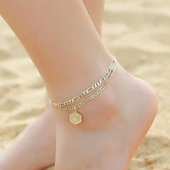 Gold Plated Layered Chain Anklets