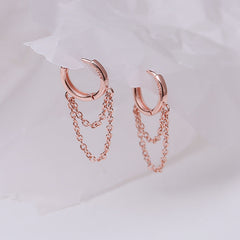 Tassel Chain Drop Dangle Small Hoop Earrings