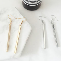 Punk Simple Style Gold/Silver Plated Long Square Geometric Stick Drop Dangle Earring