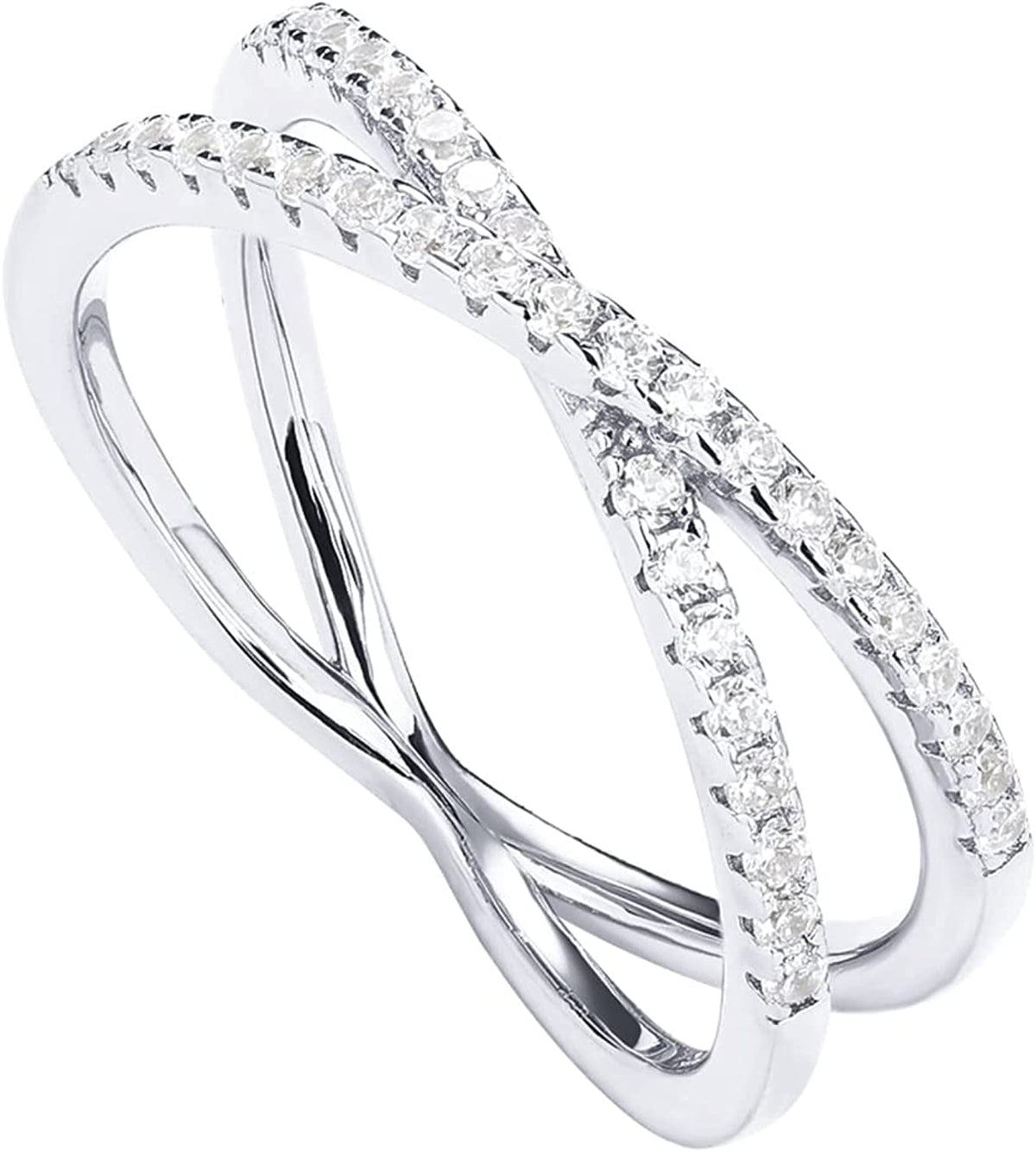 X Ring Simulated Diamond CZ Criss Cross Ring for Women Hand Ring