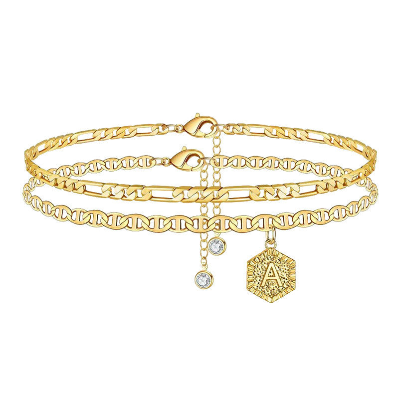 Gold Plated Layered Chain Anklets