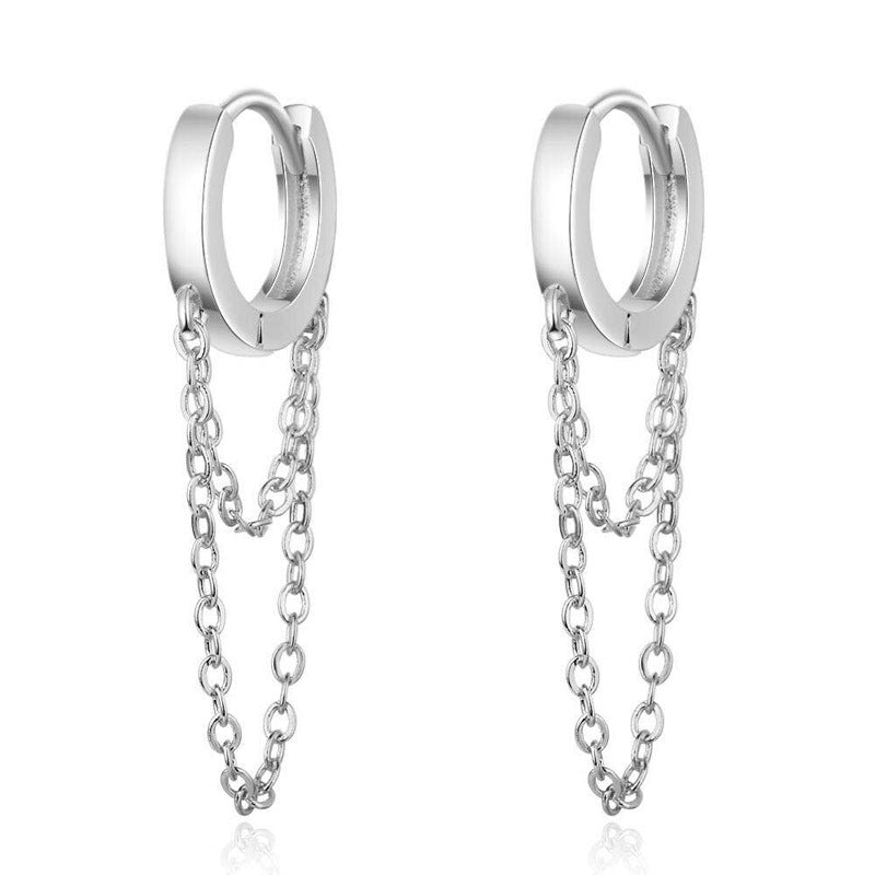 Tassel Chain Drop Dangle Small Hoop Earrings