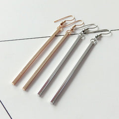 Punk Simple Style Gold/Silver Plated Long Square Geometric Stick Drop Dangle Earring