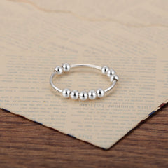 Anti Anxiety Ring for Women Men Fidget Rings for Anxiety Anxiety Ring with Beads Spinner Ring for Anxiety Spinning Hand Ring