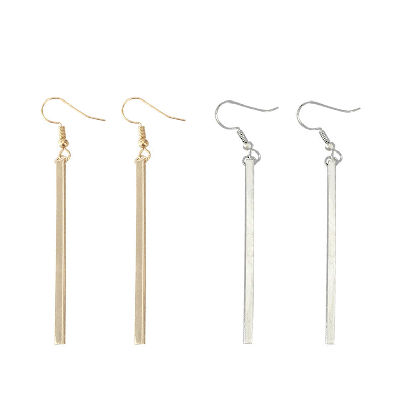 Punk Simple Style Gold/Silver Plated Long Square Geometric Stick Drop Dangle Earring