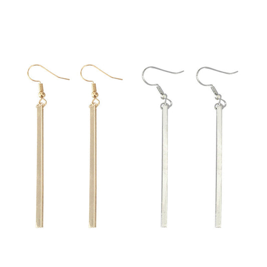 Punk Simple Style Gold/Silver Plated Long Square Geometric Stick Drop Dangle Earring