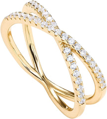 X Ring Simulated Diamond CZ Criss Cross Ring for Women Hand Ring