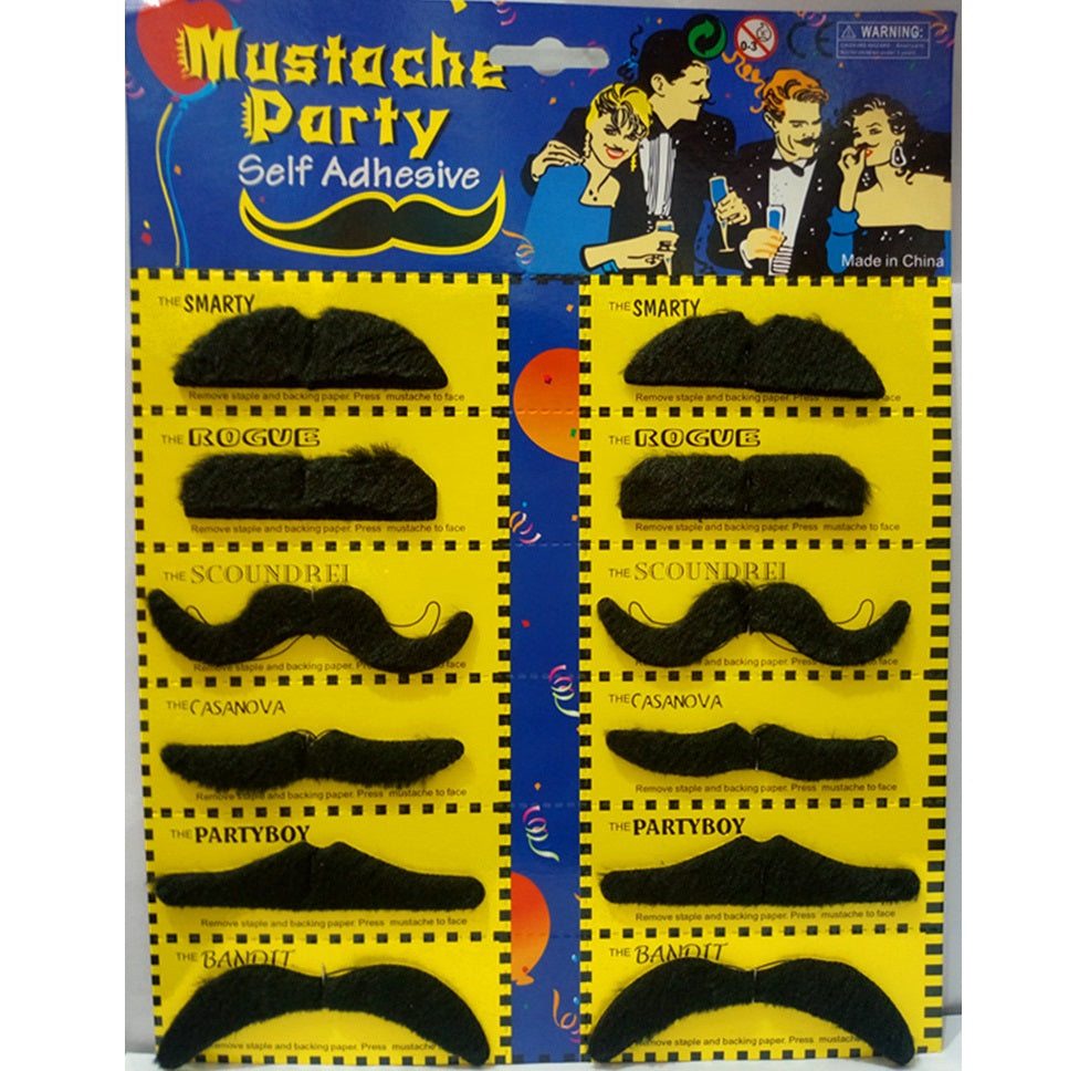 24 pcs Novelty Fake Mustaches, Mustache Party Supplies, Self Adhesive Mustaches for Masquerade Party & Performance Toy