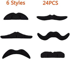 24 pcs Novelty Fake Mustaches, Mustache Party Supplies, Self Adhesive Mustaches for Masquerade Party & Performance Toy