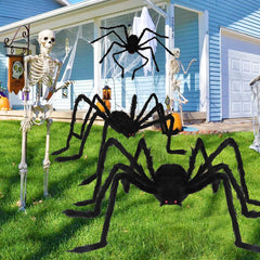 Halloween Giant Spider Decorations (3 Pack), Realistic Halloween Spider Props, Fake Scary Hairy Spiders Sets (59", 49”, 35”)