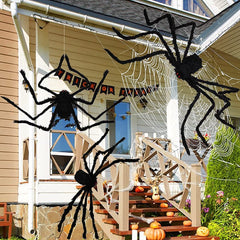 Halloween Giant Spider Decorations (3 Pack), Realistic Halloween Spider Props, Fake Scary Hairy Spiders Sets (59", 49”, 35”)