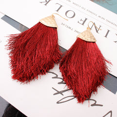 Fan Fringe Tassel Statement Earrings - Lightweight Strand Feather Shaped Dangles