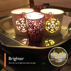 Flameless Tea Lights Candles, Last 5days Longer Battery Operated LED Votive Candles, 12/24 pcs Flickering Tealights with Warm White Light for Wedding, Valentine's Day, Halloween, Christmas