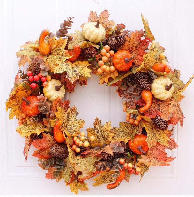 17 Inch Fall Wreath Fall Thanksgiving Decor Operated Harvest Home Decoration