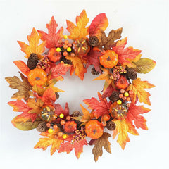 17 Inch Fall Wreath Fall Thanksgiving Decor Operated Harvest Home Decoration