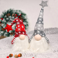 Lighted Christmas Gnome Handmade Plush Holiday Present Battery Winter Tabletop Christmas Decorations 2 Set