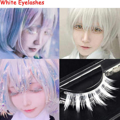 White False Eyelashes Halloween White Eye lashes Extension Tools Anime Cosplay Makeup Natural Looking Masquerade Party Eyelashes Accessories(White)