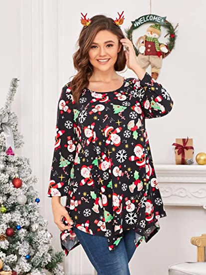 Plus Size Tops for Women 3/4 Sleeve Shirts Tunic Tops Loose Fit Basic Lady Clothes