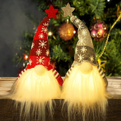 Lighted Christmas Gnome Handmade Plush Holiday Present Battery Winter Tabletop Christmas Decorations 2 Set