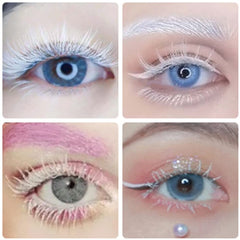 White False Eyelashes Halloween White Eye lashes Extension Tools Anime Cosplay Makeup Natural Looking Masquerade Party Eyelashes Accessories(White)