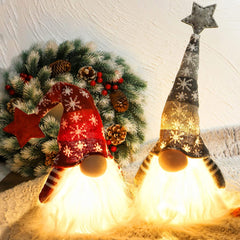 Lighted Christmas Gnome Handmade Plush Holiday Present Battery Winter Tabletop Christmas Decorations 2 Set