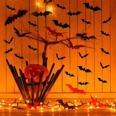 Bats Wall Decor,120 Pcs 3D Bat Halloween Decoration Stickers for Home Decor 4 Size Waterproof Black Spooky Bats