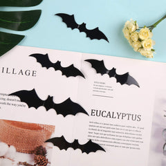 Bats Wall Decor,120 Pcs 3D Bat Halloween Decoration Stickers for Home Decor 4 Size Waterproof Black Spooky Bats