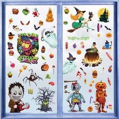 Halloween Window Clings, Spooky Black Double-Side Window Stickers for Home Office Decorations