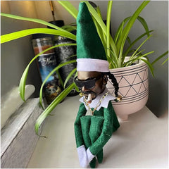 Christmas Elf Doll, Plush Gnomes Toys 10 Inch Handmade Black Elf Doll Hip Hop Doll Gifts for Home, Garden, Halloween, Christmas