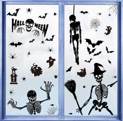 Halloween Window Clings, Spooky Black Double-Side Window Stickers for Home Office Decorations