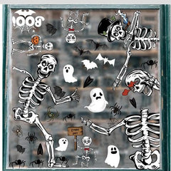 Halloween Window Clings, Spooky Black Double-Side Window Stickers for Home Office Decorations