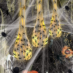 3pcs Halloween Hanging Decorations Spider Egg Sacs - 35 Inch Spider Egg Decoration with Led Lights Halloween Props