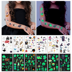 250 Styles Glow Halloween Party Supplies, Luminous Halloween Temporary Tattoos for Kids Birthday Party Decorations Favors, Halloween Gifts Goodie Bag Fillers Accessories (24 Sheets)