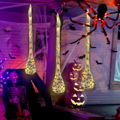 3pcs Halloween Hanging Decorations Spider Egg Sacs - 35 Inch Spider Egg Decoration with Led Lights Halloween Props