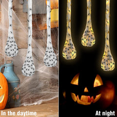 3pcs Halloween Hanging Decorations Spider Egg Sacs - 35 Inch Spider Egg Decoration with Led Lights Halloween Props