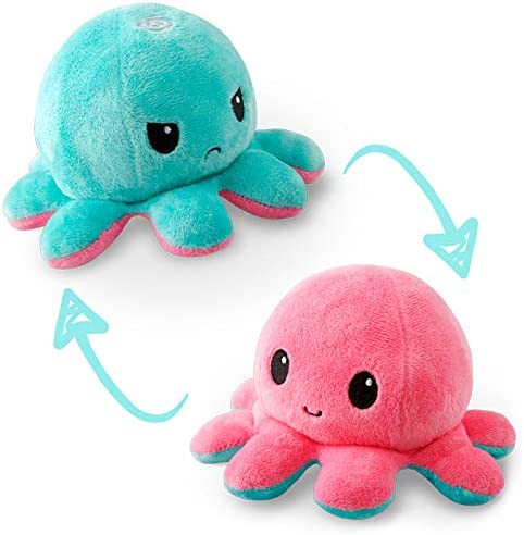 The Original Reversible Octopus Plushie | Patented Design | Light Pink and Light Blue | Show your mood without saying a word!