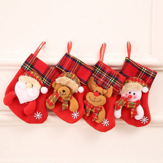 4 Pieces Mini Christmas Stockings Christmas Card Candy Stockings Christmas Tree Decoration