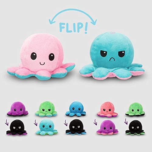 The Original Reversible Octopus Plushie | Patented Design | Light Pink and Light Blue | Show your mood without saying a word!